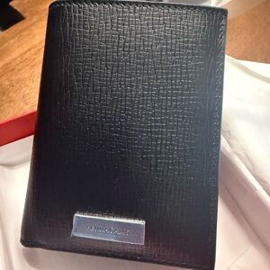 Salvatore Ferragamo Black Leather Accessory with Silver Detail